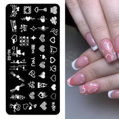Y2K Heart Leaf Snake Skull Nail Art Stamping Plate Stencil Mold