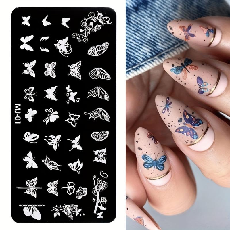 Y2K Heart Leaf Snake Skull Nail Art Stamping Plate Stencil Mold