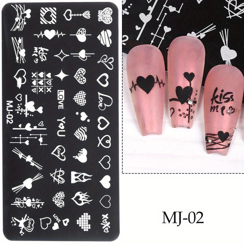 Y2K Heart Leaf Snake Skull Nail Art Stamping Plate Stencil Mold