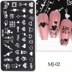 Y2K Heart Leaf Snake Skull Nail Art Stamping Plate Stencil Mold