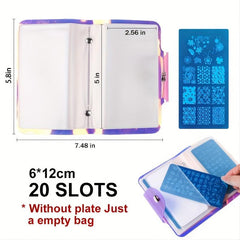 20 Slots Holographics Stamping Plate Case Nail Art Stamp Card Bag