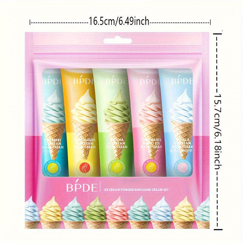 5pcs Ice Cream Hand Cream Set Plant Fragrance Moisturizing Travel Size