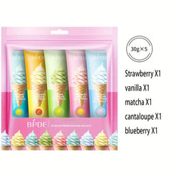5pcs Ice Cream Hand Cream Set Plant Fragrance Moisturizing Travel Size