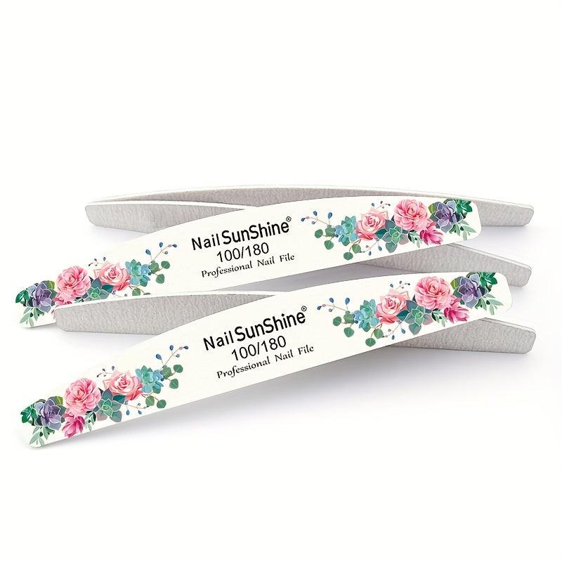 20 Pcs Flower Printed Fingernail Files Double Sided Sanding Polishing
