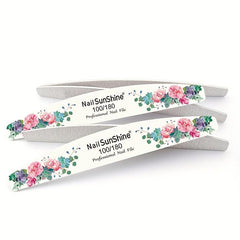 20 Pcs Flower Printed Fingernail Files Double Sided Sanding Polishing