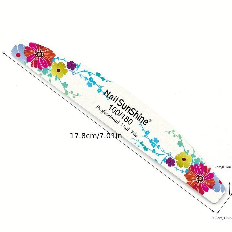20 Pcs Flower Printed Fingernail Files Double Sided Sanding Polishing