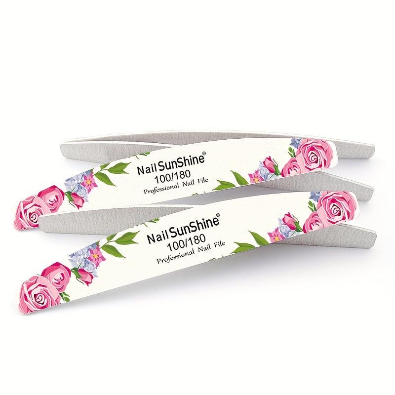 20 Pcs Flower Printed Fingernail Files Double Sided Sanding Polishing