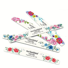 20 Pcs Flower Printed Fingernail Files Double Sided Sanding Polishing