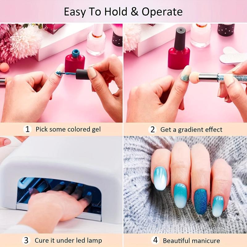 Nail Sponges Pen Ombre Nail Brush Double Head Nail Art Brush