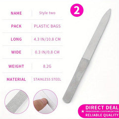 Stainless Steel Nail File Double Sided Polishing Nails Tool