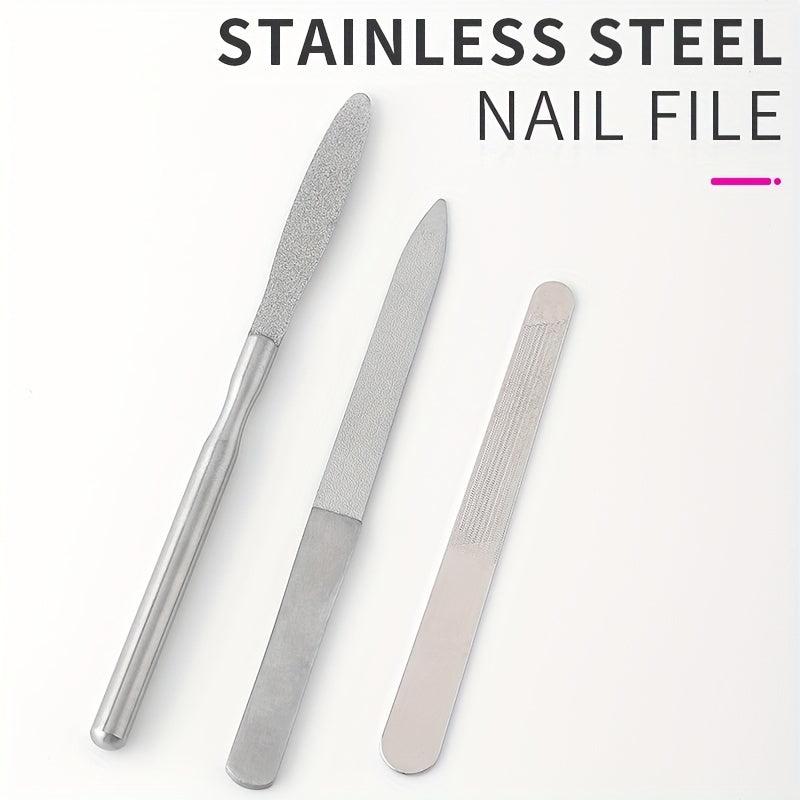 Stainless Steel Nail File Double Sided Polishing Nails Tool