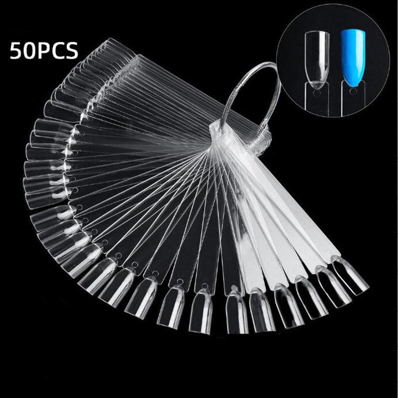 50 Pcs Clear Nail Swatches Sticks Nail Art Supplies For Polish Display Home DIY