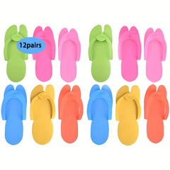 12 Pairs Disposable Spa Slippers One Size Anti-Slip Pedicure