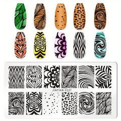 Leopard Printed Stainless Steel Nail Stamping Plates Animal Texture Template