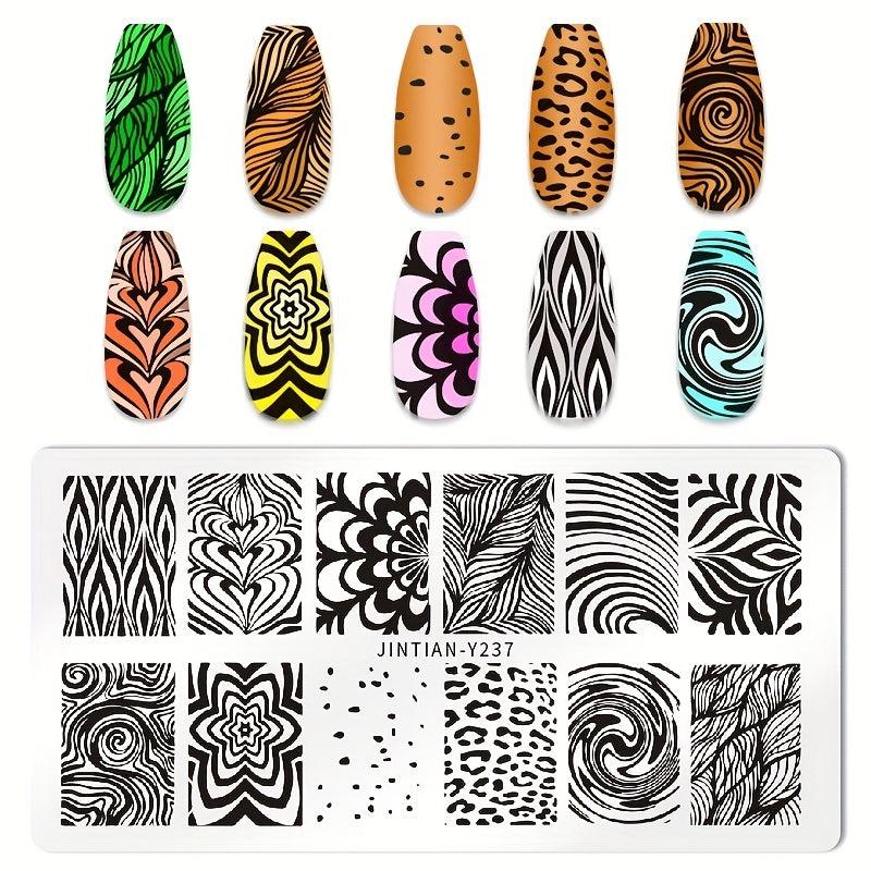 Leopard Printed Stainless Steel Nail Stamping Plates Animal Texture Template