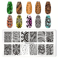 Leopard Printed Stainless Steel Nail Stamping Plates Animal Texture Template
