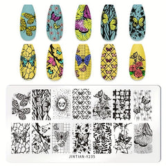 Leopard Printed Stainless Steel Nail Stamping Plates Animal Texture Template