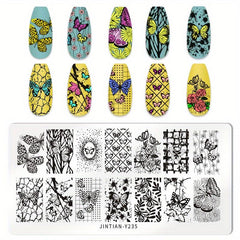 Leopard Printed Stainless Steel Nail Stamping Plates Animal Texture Template
