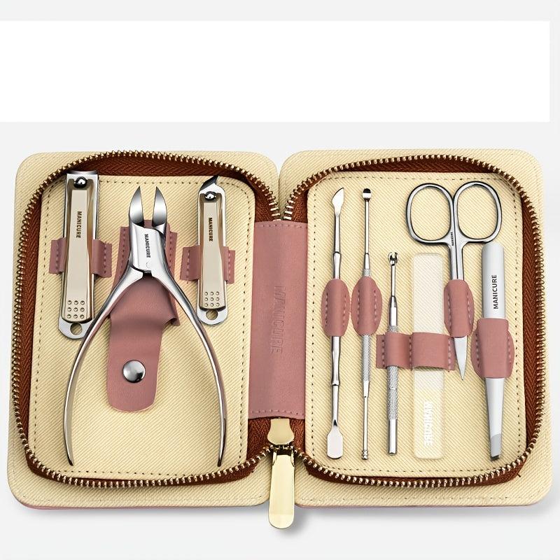 12 pc Nail Clipper Kit with Leather Case - Nail Clippers Ear Spoon and Manicure