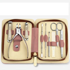 12 pc Nail Clipper Kit with Leather Case - Nail Clippers Ear Spoon and Manicure