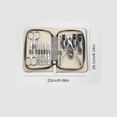 12 pc Nail Clipper Kit with Leather Case - Nail Clippers Ear Spoon and Manicure
