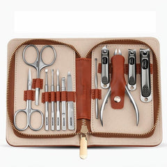 12 pc Nail Clipper Kit with Leather Case - Nail Clippers Ear Spoon and Manicure