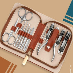 12 Pcs Stainless Steel Nail Cutter Pedicure Kit Travel Case