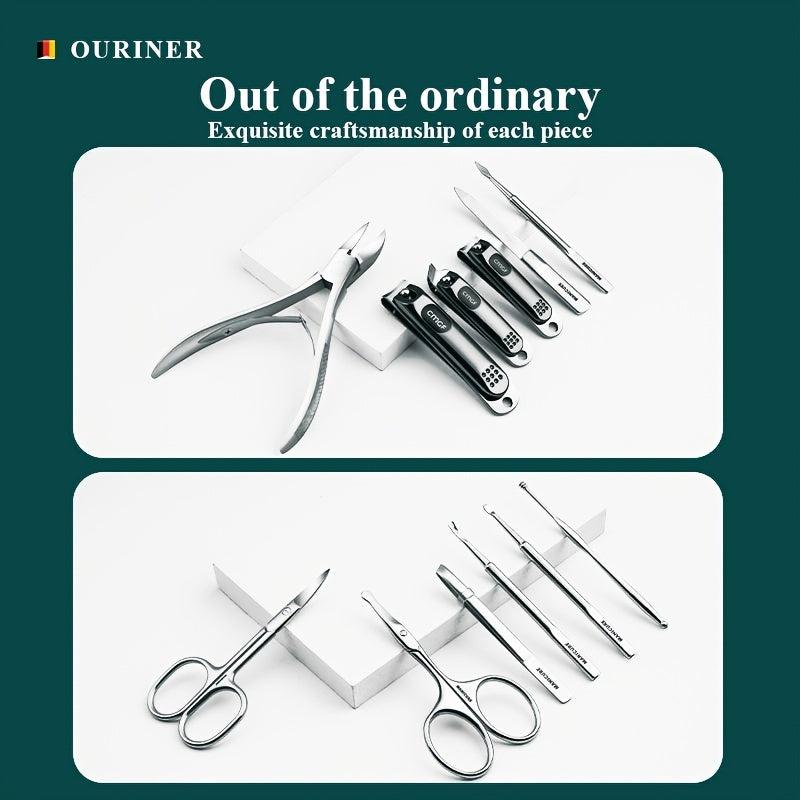 12 Pcs Stainless Steel Nail Cutter Pedicure Kit Travel Case