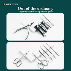 12 Pcs Stainless Steel Nail Cutter Pedicure Kit Travel Case
