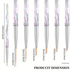 6 Pcs Nail Art Brushes Liner Striping Brush Long Striper Pen Set