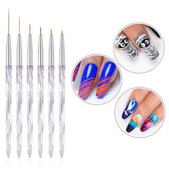 6 Pcs Nail Art Brushes Liner Striping Brush Long Striper Pen Set