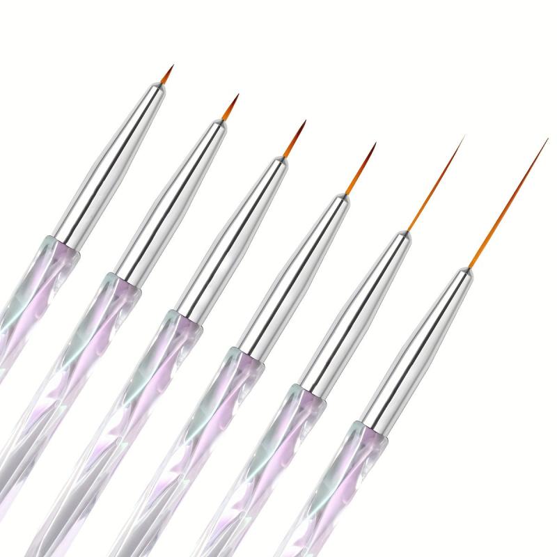 6 Pcs Nail Art Brushes Liner Striping Brush Long Striper Pen Set
