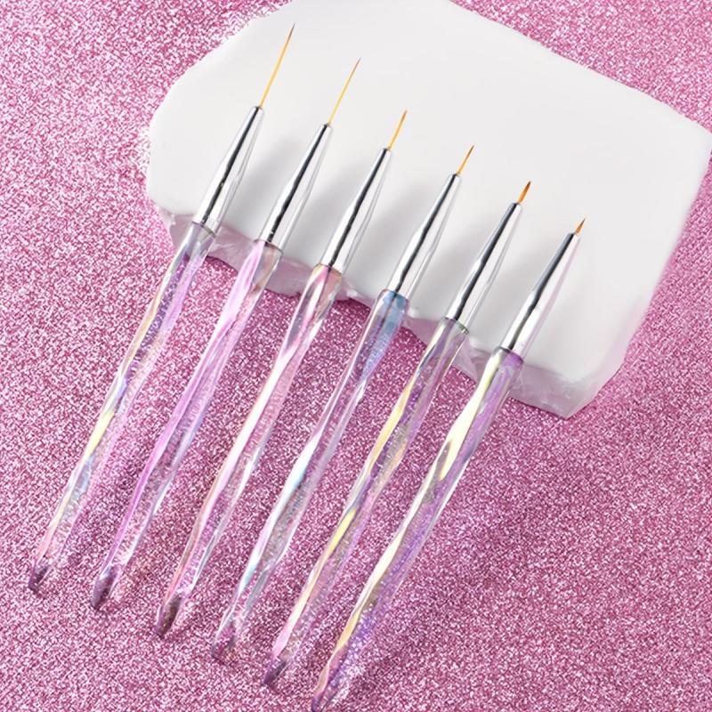 6 Pcs Nail Art Brushes Liner Striping Brush Long Striper Pen Set