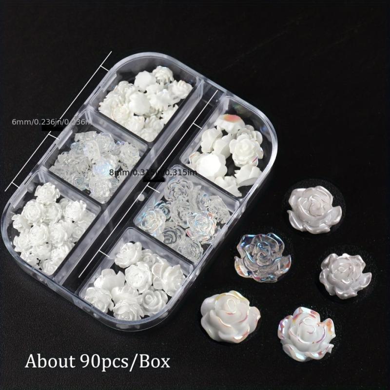 3D Flower Nail Charms 90pcs & Auroras Camellia Nail Art Jewelry