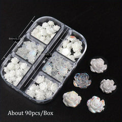 3D Flower Nail Charms 90pcs & Auroras Camellia Nail Art Jewelry