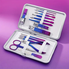15 Pcs Colorful Stainless Steel Nail Clipper Set With Ear Spoon