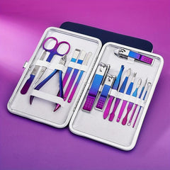 15 Pcs Colorful Stainless Steel Nail Clipper Set With Ear Spoon