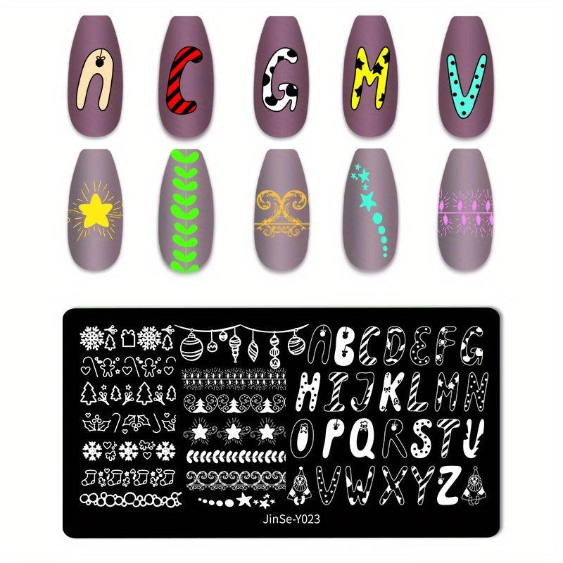 Christmas Tree Snowman Nail Stamping Plates Nail Art Decoration Tool