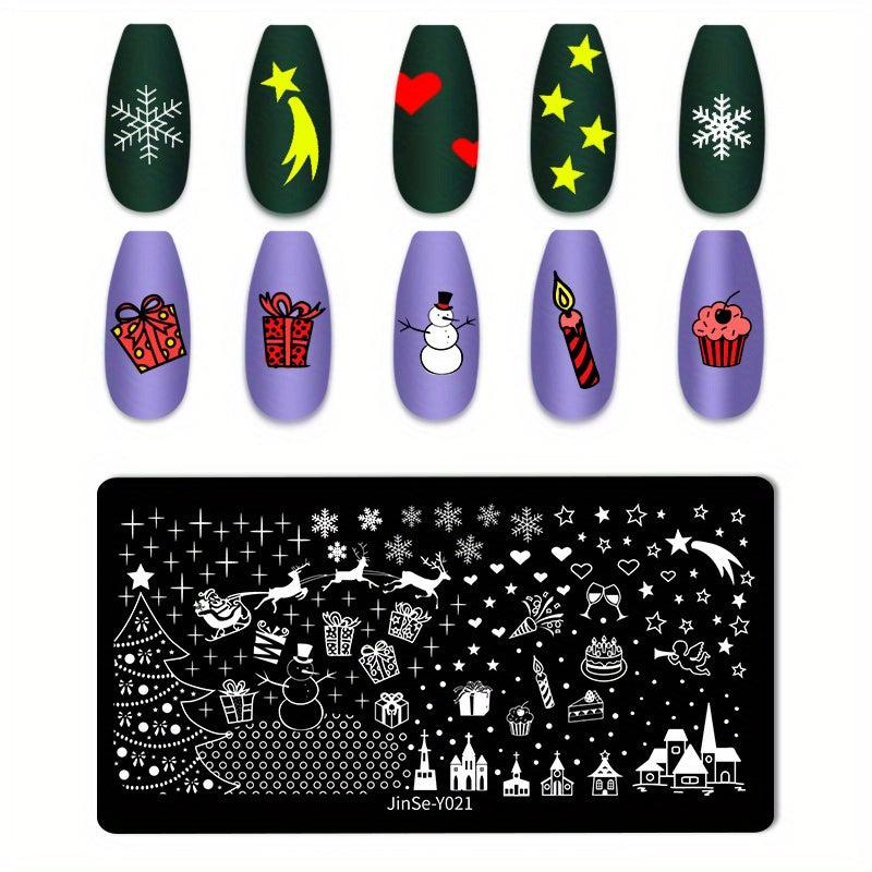 Christmas Tree Snowman Nail Stamping Plates Nail Art Decoration Tool