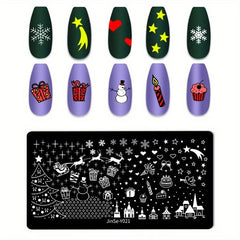 Christmas Tree Snowman Nail Stamping Plates Nail Art Decoration Tool