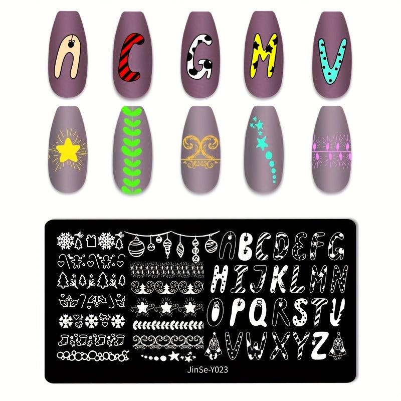 Christmas Tree Snowman Nail Stamping Plates Nail Art Decoration Tool
