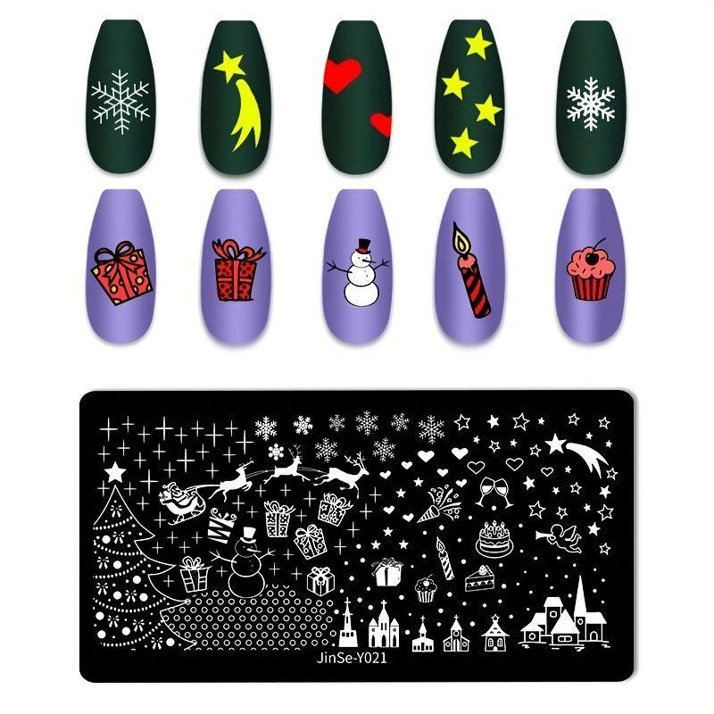 Christmas Tree Snowman Nail Stamping Plates Nail Art Decoration Tool