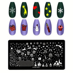 Christmas Tree Snowman Nail Stamping Plates Nail Art Decoration Tool
