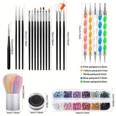 Nail Brush Nail Tool Kit With Nail Brush Nail Point Tool Fine Glitter Nail