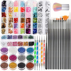 Nail Brush Nail Tool Kit With Nail Brush Nail Point Tool Fine Glitter Nail