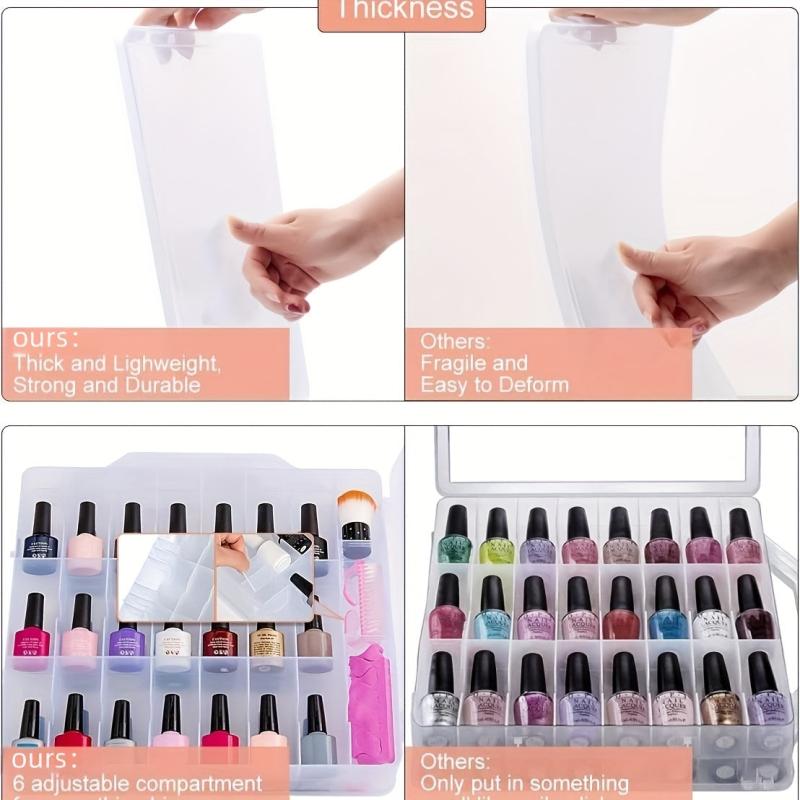 Portable Nail Polish Organizer Double Side Storage 48 Bottles