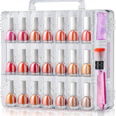 Portable Nail Polish Organizer Double Side Storage 48 Bottles