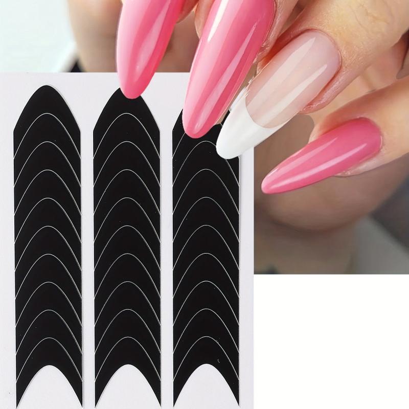 6pcs Nail Strips French Manicure Stickers Forms Fringe Tip Guides Stencil