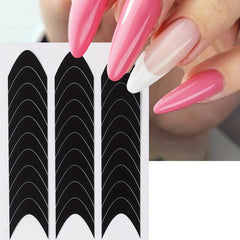 6pcs Nail Strips French Manicure Stickers Forms Fringe Tip Guides Stencil