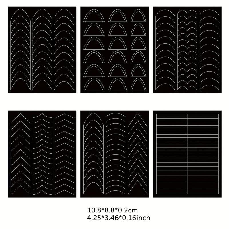 6pcs Nail Strips French Manicure Stickers Forms Fringe Tip Guides Stencil